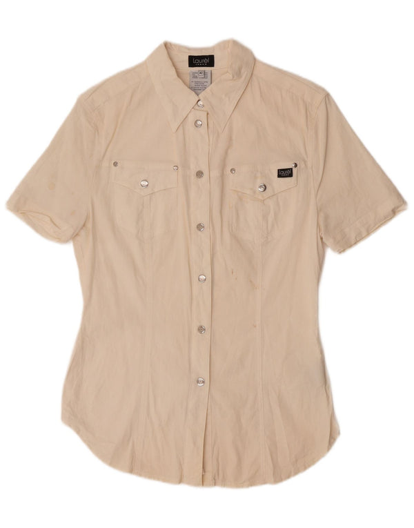 Laurel Damen Kurzarmhemd IT 42 Mittelweiße Baumwolle