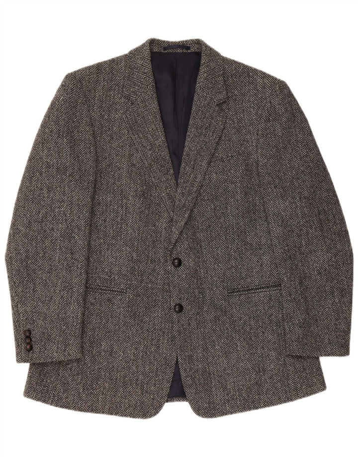 HARRIS TWEED Herren-Blazer, normal, Größe 42, groß, graues Fischgrätenmuster