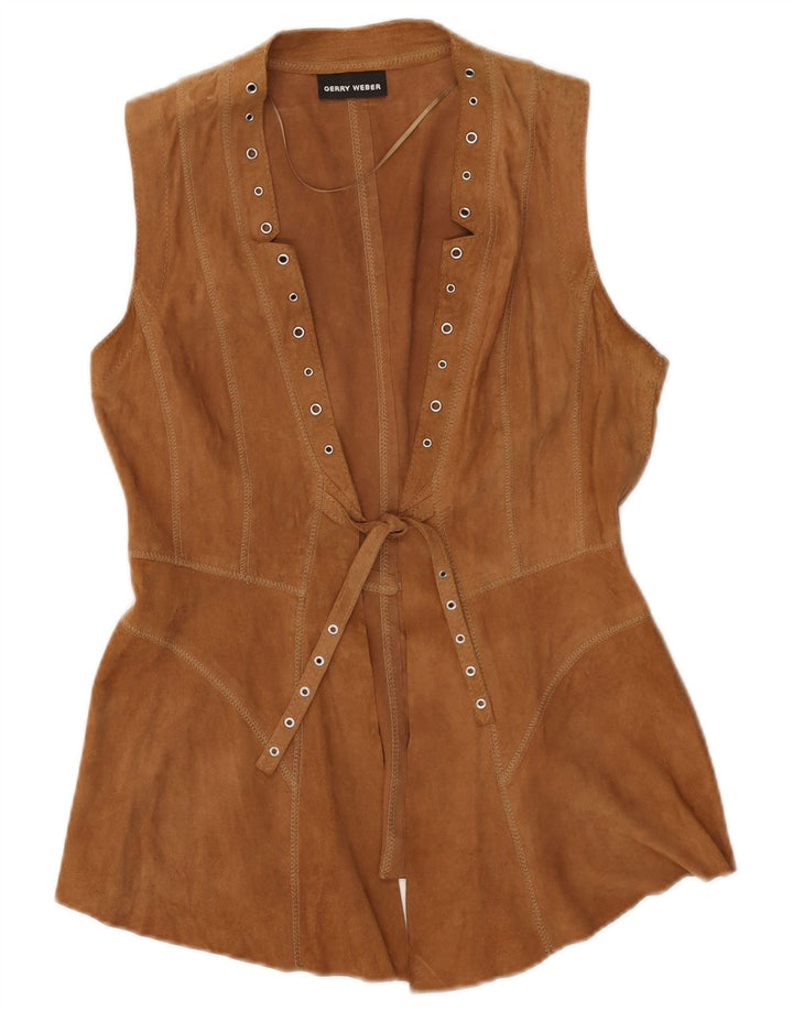 Gerry Weber Damen Wildlederweste UK 10 Small Braunes Leder