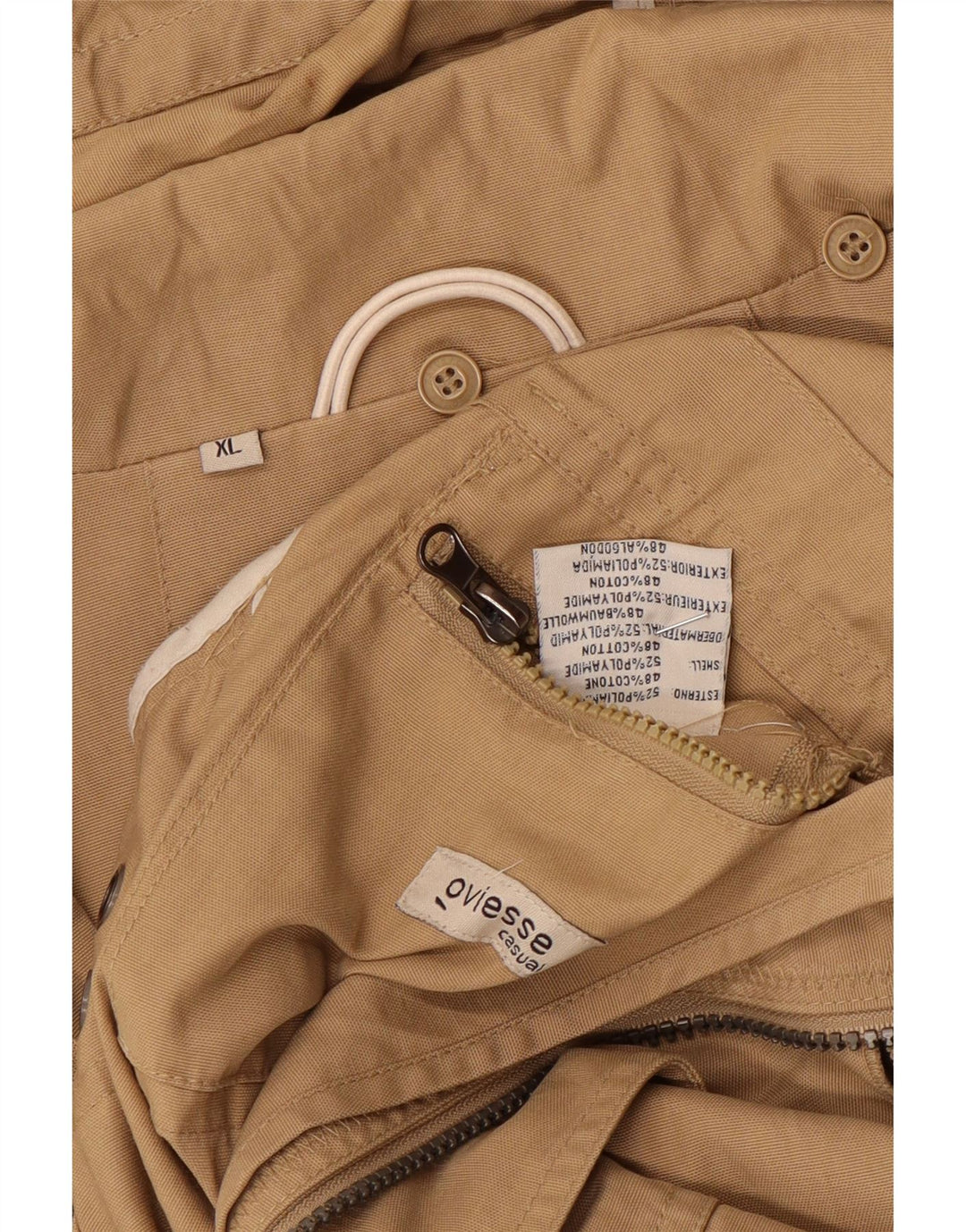 Oviesse Herren-Utility-Jacke mit Kapuze, UK 42, XL, Beige, Polyamid