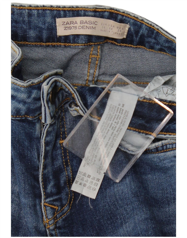 ZARA Damen Distressed Skinny Jeans EU 36 XS W26 L27 Blaue Baumwolle