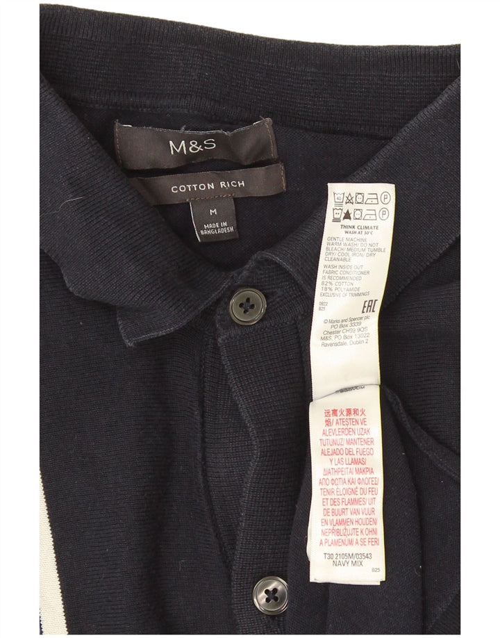 Marks & Spencer Herren-Strickjacke aus mittelblauer, gestreifter Baumwolle