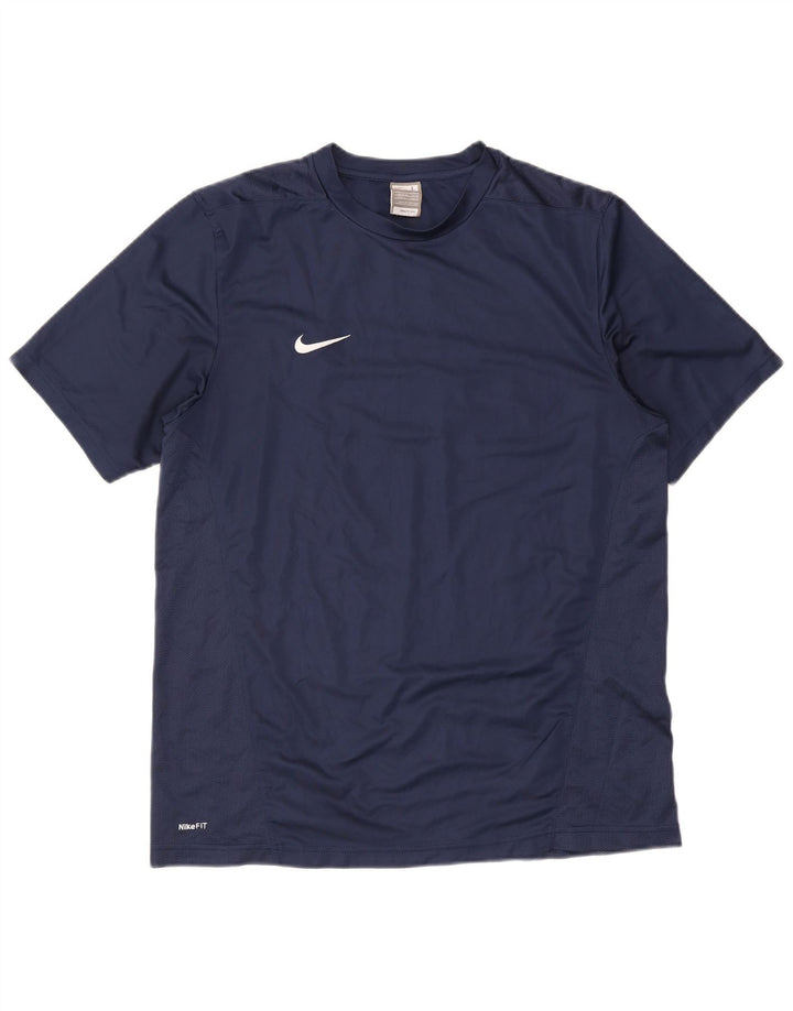 Nike Herren Dri Fit T-Shirt Top Large Marineblau Polyester