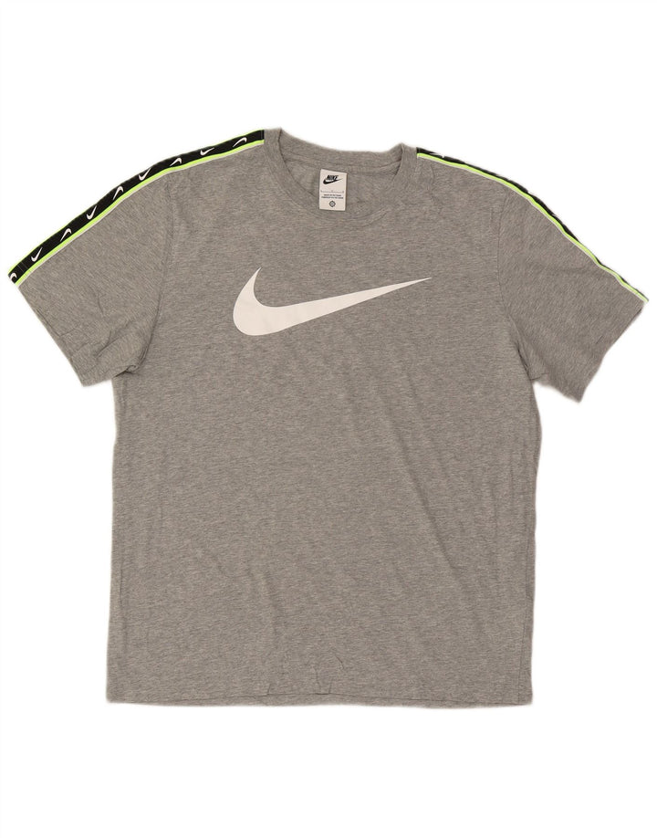 Nike Herren-T-Shirt mit Grafik, Größe L, Grau, Colourblock-Baumwolle