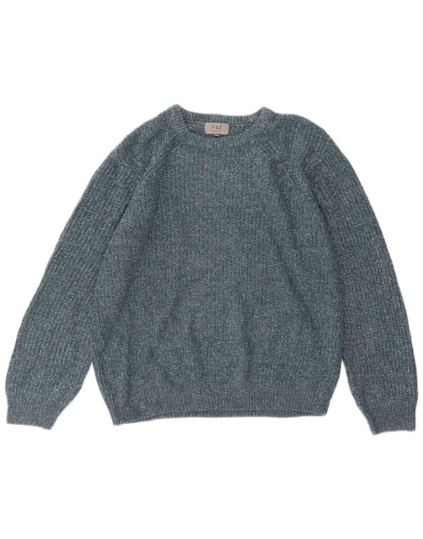 Marks & Spencer Herren-Pullover mit U-Boot-Ausschnitt, XL, blaues Acryl
