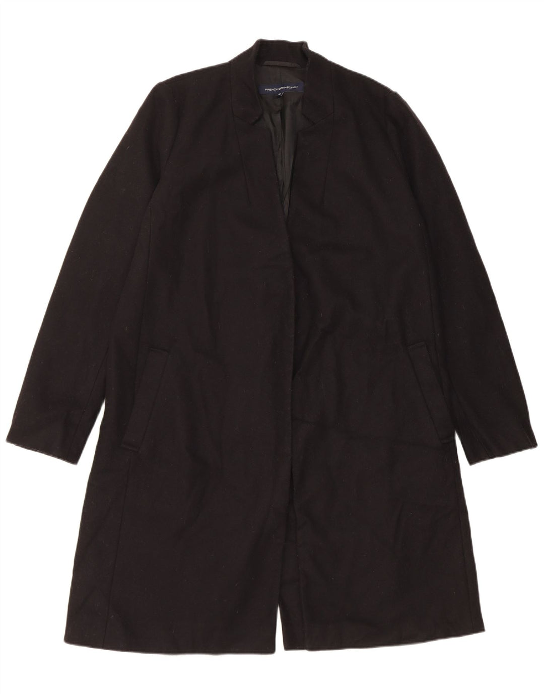 French Connection Damen Übergroßer Mantel UK 12 Mittelschwarze Wolle