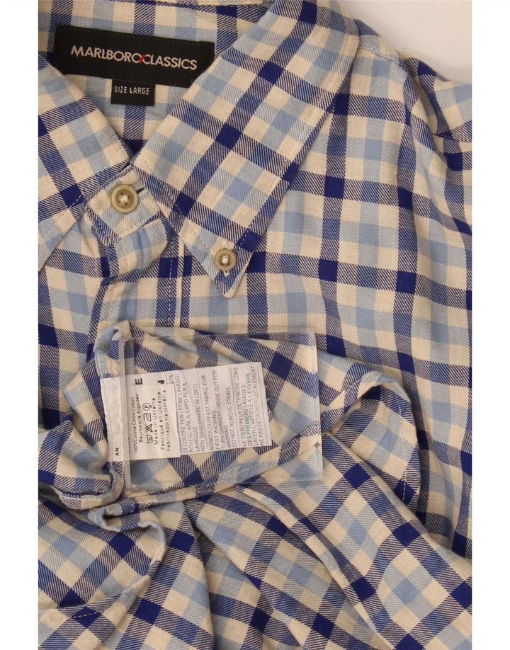 Marlboro Classics Herren-Flanellhemd, große blaue Gingham-Baumwolle