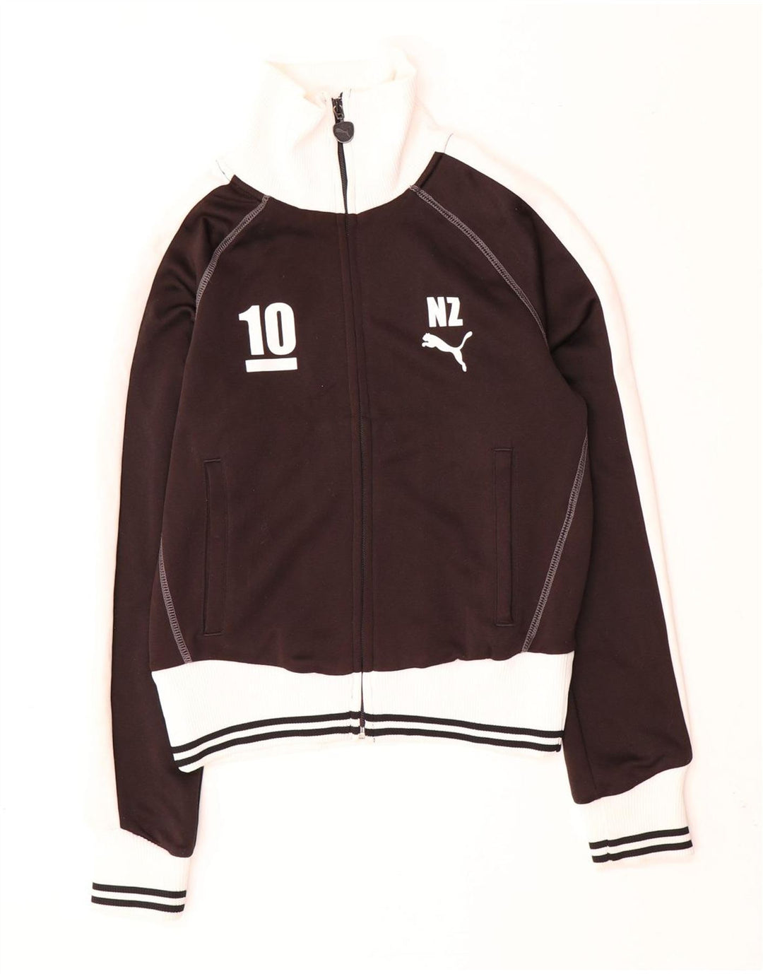 PUMA Damen Crop Trainingsanzug Top Jacke UK 10 Small Black Colourblock