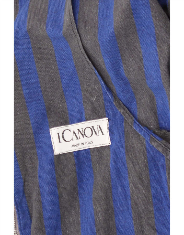 Vintage Damen Bomberjacke UK 18 XL Blau gestreift