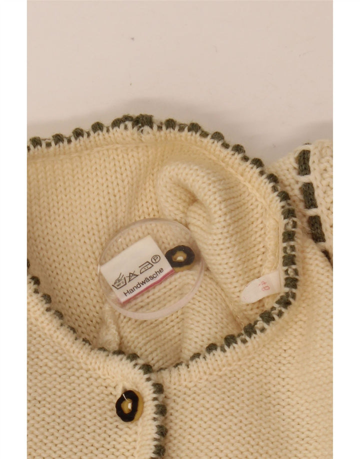 VINTAGE Damen Crop Cardigan Pullover EU 46 XL Beige Wolle