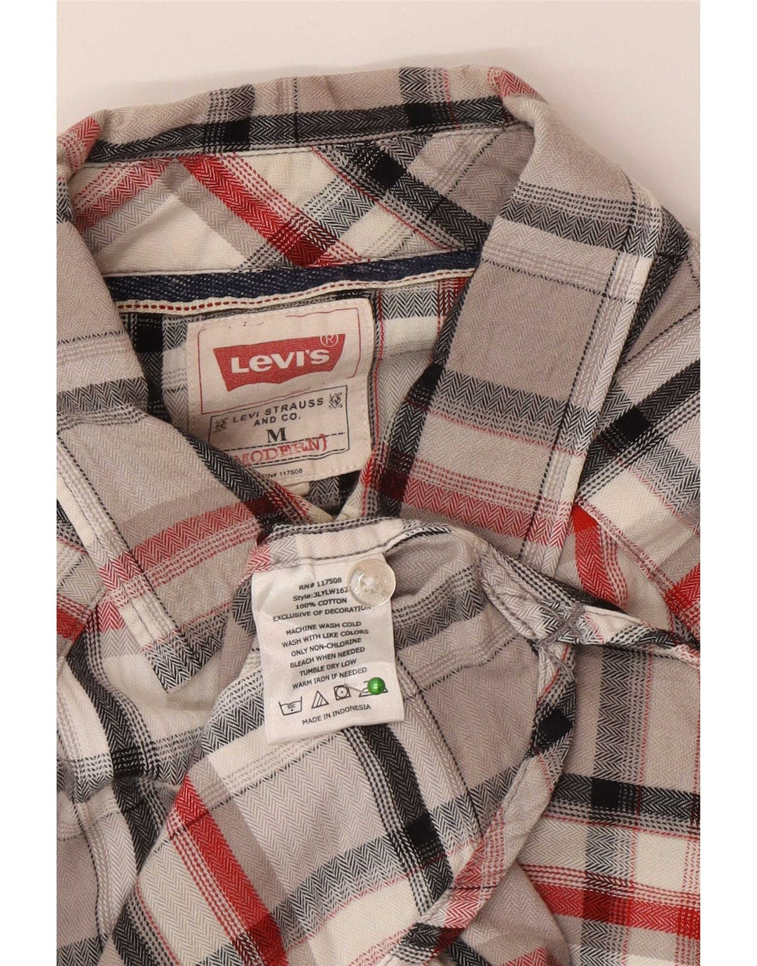 Levi's Herren-Flanellhemd aus mittelgrau karierter Baumwolle
