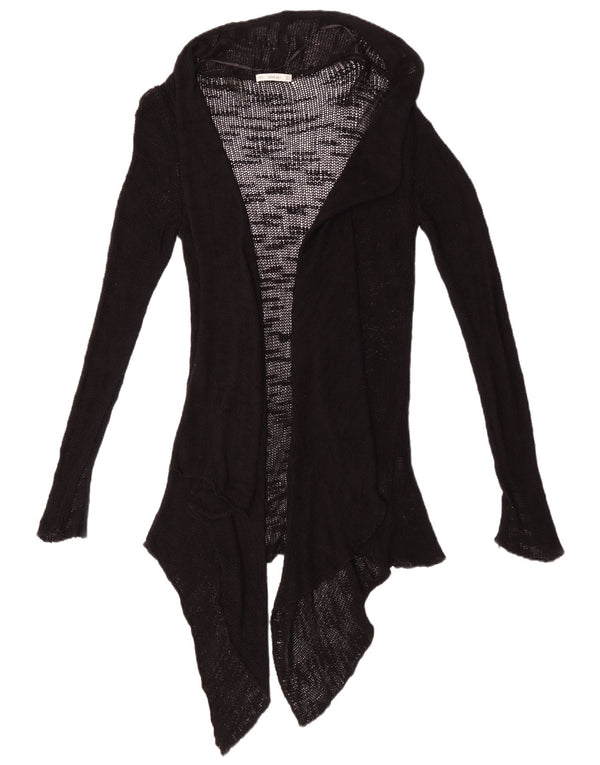 Zara Damen Durchsichtiger offener Cardigan-Pullover UK 12 Mittelschwarze Viskose