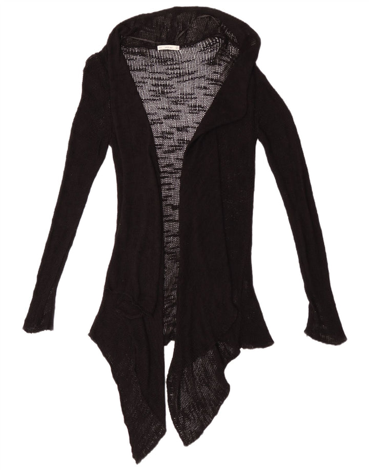 Zara Damen Durchsichtiger offener Cardigan-Pullover UK 12 Mittelschwarze Viskose