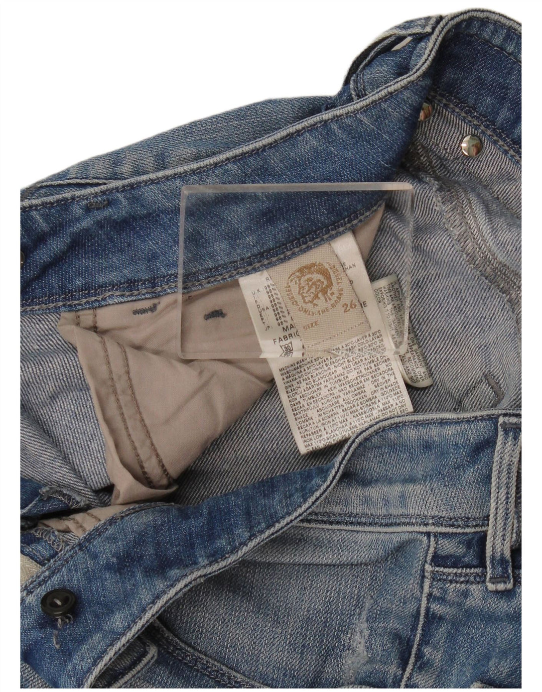 Diesel Damen Nevy Distressed Straight Jeans W26 L30 Blaue Baumwolle