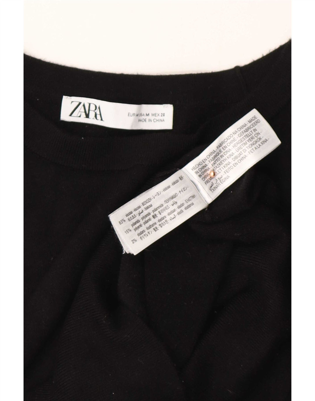 Zara Damen-Pullover mit U-Boot-Ausschnitt, Gr. 14, mittlere schwarze Viskose