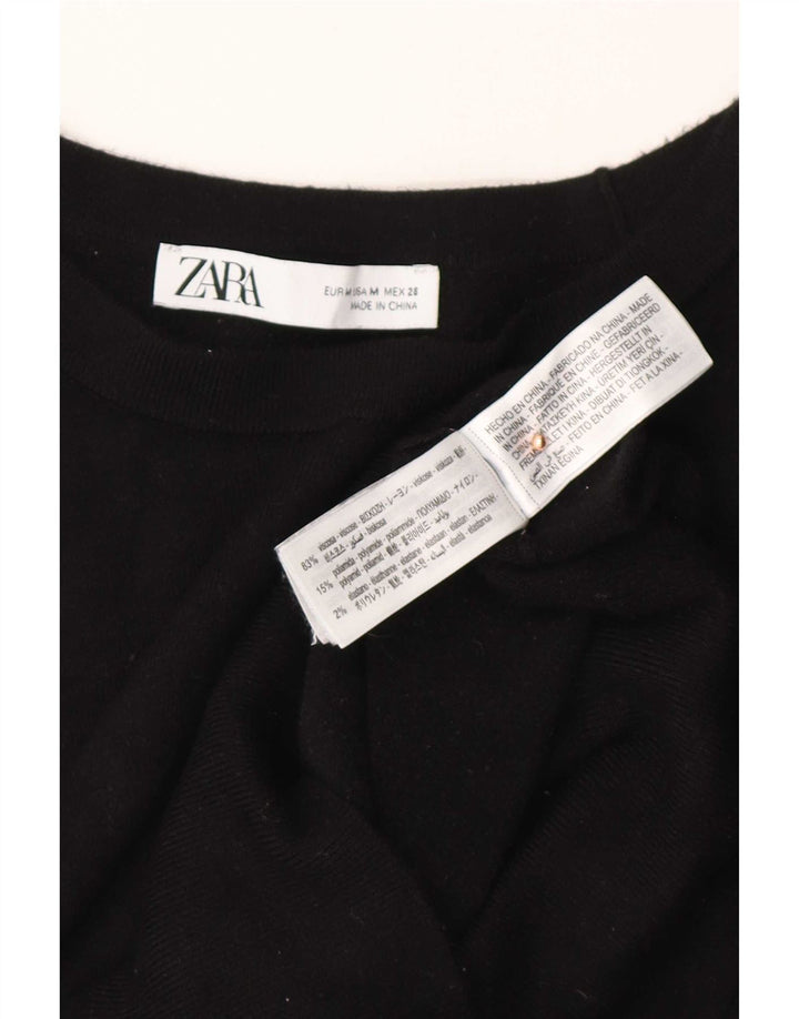 Zara Damen-Pullover mit U-Boot-Ausschnitt, Gr. 14, mittlere schwarze Viskose