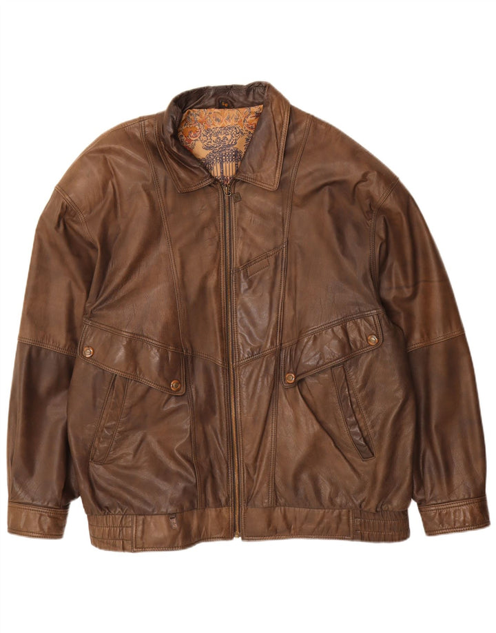 Itallo Herren Lederjacke IT 56 3XL Braunes Leder