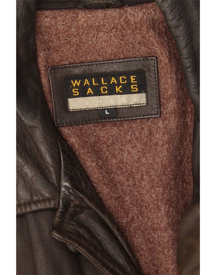 Wallace Sacks Herren Lederjacke UK 40 Großes braunes Leder