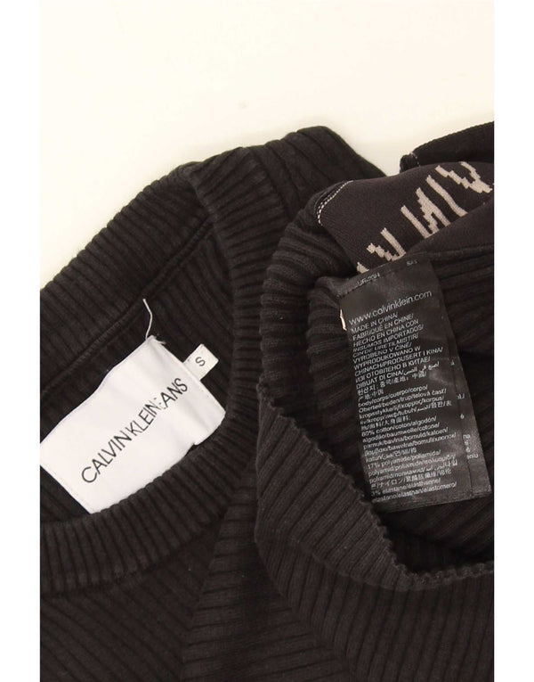Calvin Klein Jeans Damen Graphic Top Langarm UK 10 Small Schwarz