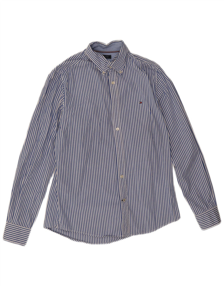 Tommy Hilfiger Herrenhemd, klein, blau gestreift, Baumwolle