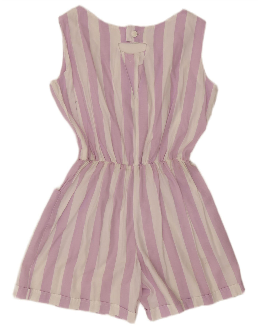 Vintage Damen Playsuit UK 16 Groß Lila gestreift