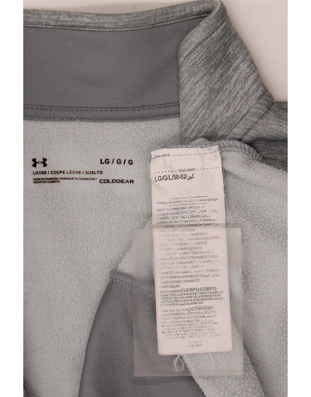 Under Armour Herren-Sweatshirt mit grafischem Reißverschluss und Rundhalsausschnitt, Größe L, grau gefleckt