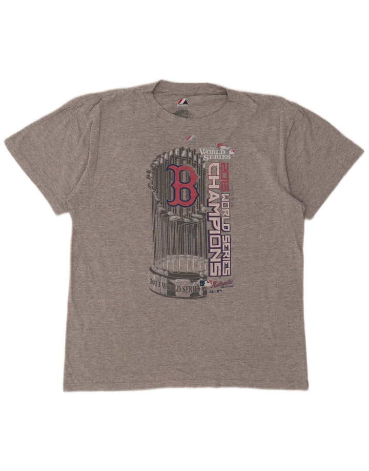 Majestic Herren Boston Red Sox Grafik-T-Shirt-Oberteil aus mittelgrauem Polyester