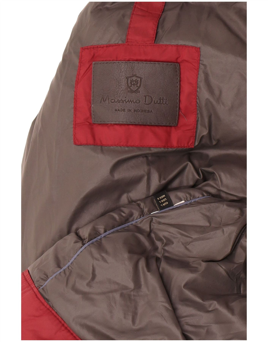 Massimo Dutti Wattierte Damenjacke mit Kapuze, UK 14, Größe L, Burgunderrot