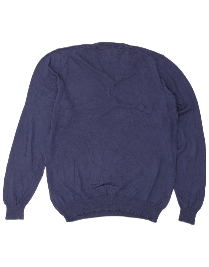 Marks & Spencer Herren-Pullover mit normaler Passform und V-Ausschnitt in mittlerem Marineblau