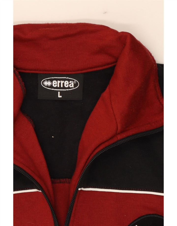 ERREA Mens Zip Neck Sweatshirt Jumper Large Red Colourblock Cotton Vintage Errea and Second-Hand Errea from Messina Hembry 