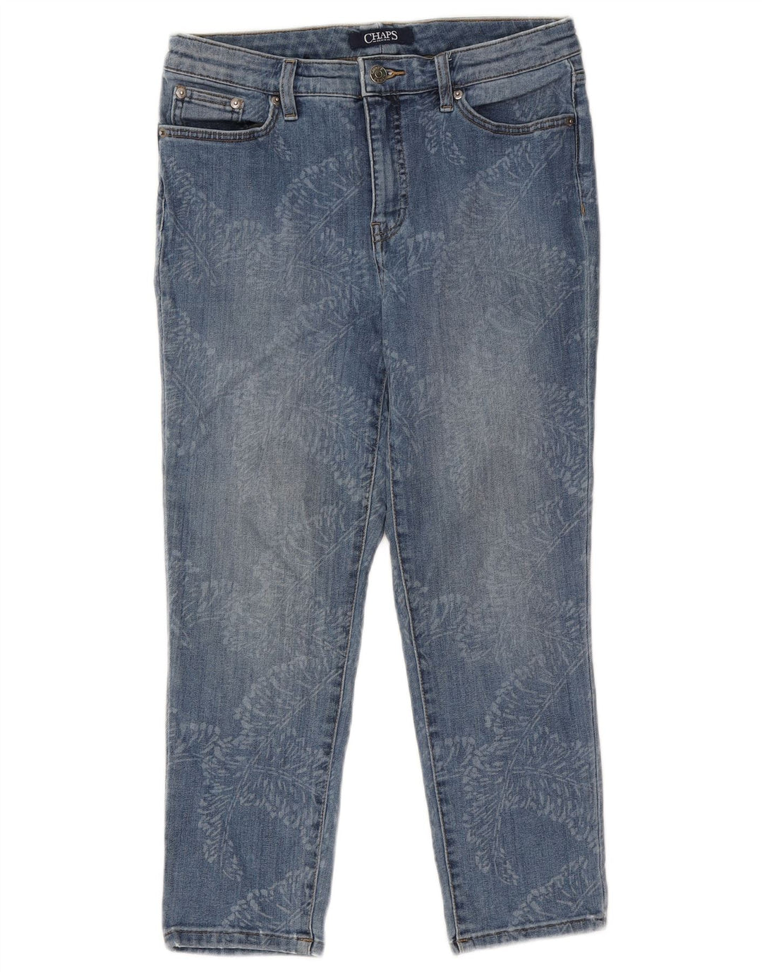 CHAPS Damen Capri-Jeans US 8 Medium W30 L22 Blau geblümte Baumwolle