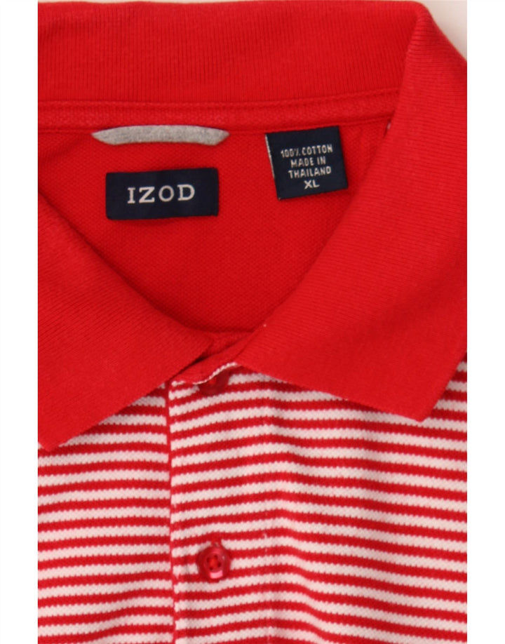 IZOD Mens Polo Shirt XL Red Striped Cotton Classic Vintage Izod and Second-Hand Izod from Messina Hembry 