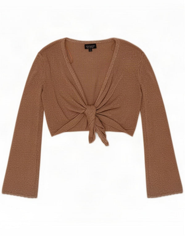 Topshop Womens Oversized Wrap Crop Top UK 12 Mittelbraune Baumwolle