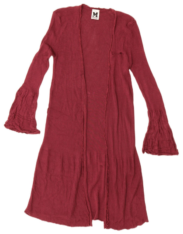 Missoni Damen Longline Open Cardigan Pullover UK 10 Small Burgunderrote Wolle