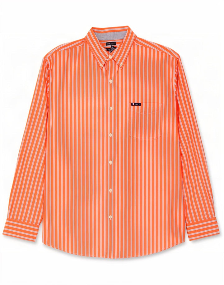 Chaps Herrenhemd 2XL Orange gestreift aus Baumwolle