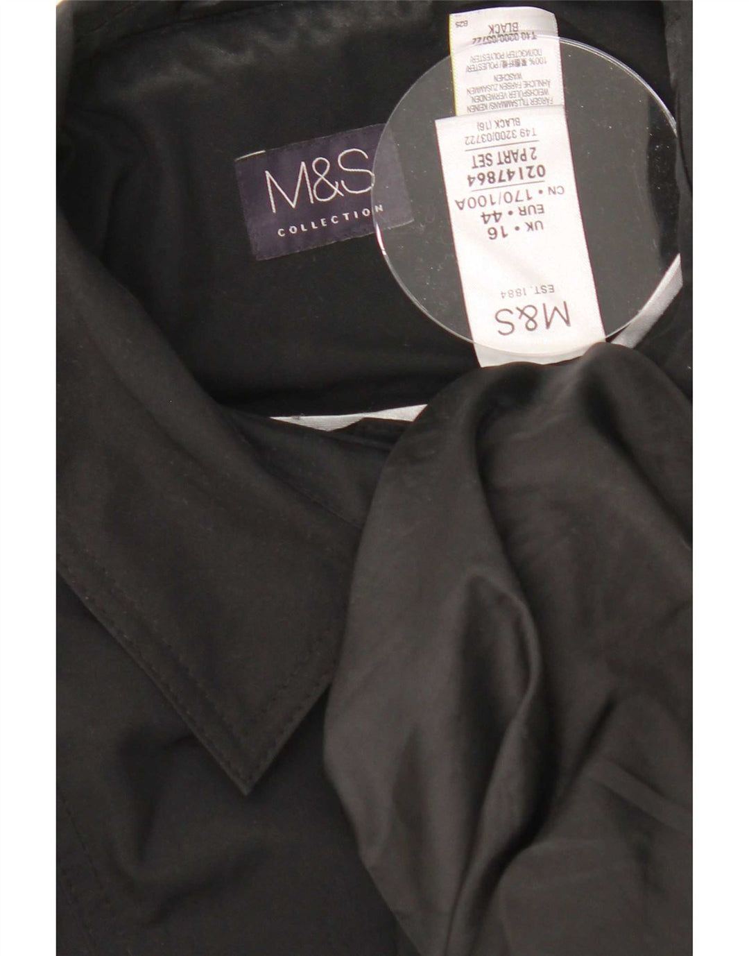 Marks & Spencer Damen Trenchcoat UK 16 Large Schwarz Polyester