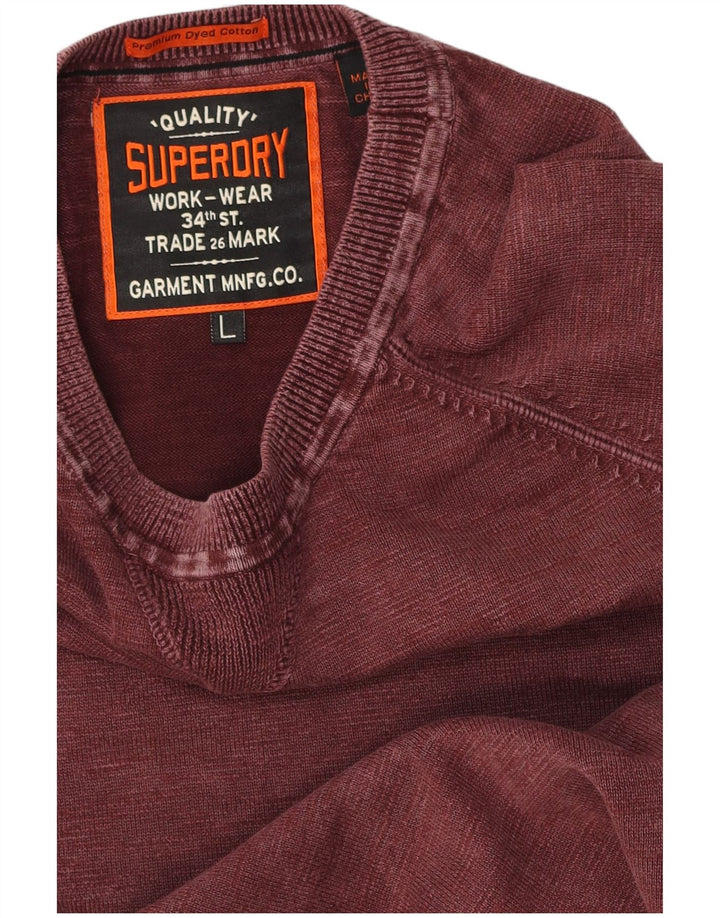 Superdry Herren-Sweatshirt-Pullover, groß, Burgunderrot, Baumwolle