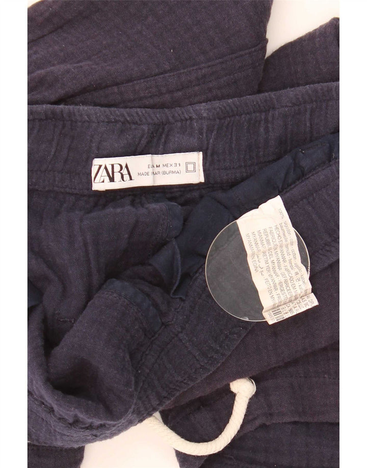 Zara Herren-Sportshorts aus mittelblauer Baumwolle in Marineblau
