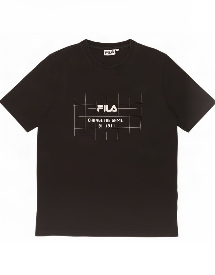 Fila Herren Grafik-T-Shirt-Oberteil aus mittelschwarzer Baumwolle