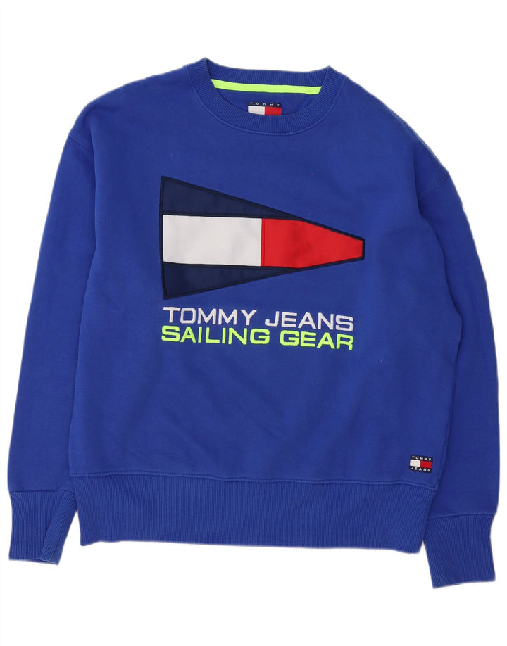 Tommy Hilfiger Herren-Sweatshirt mit Grafik, groß, aus blauer Baumwolle