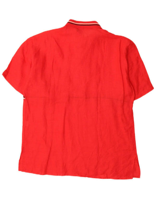 Vintage Herren Kurzarm Pullover Shirt XL Rot gestreift Leinen