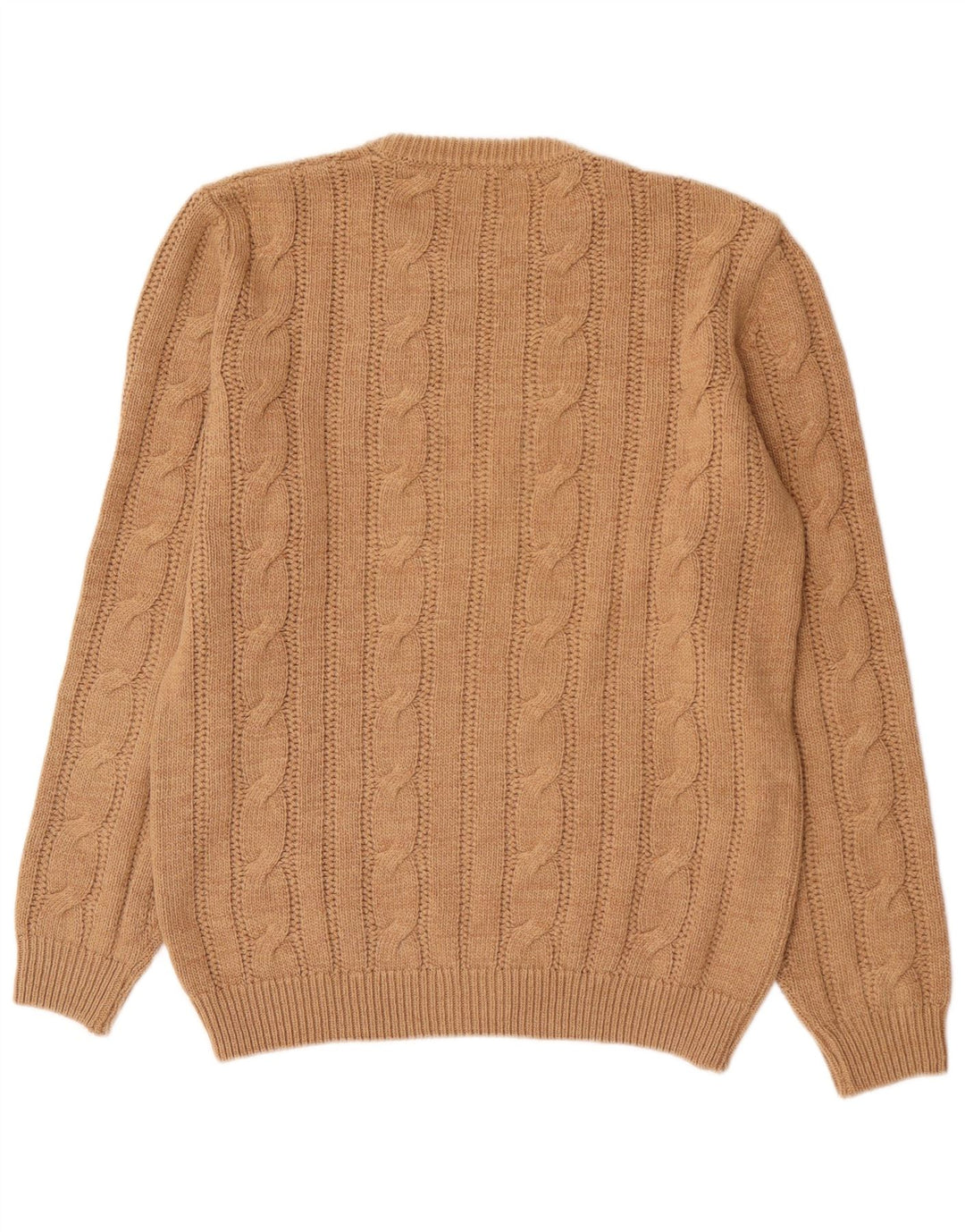 Vintage Herren Rundhalspullover Pullover Mittelbraun Acryl