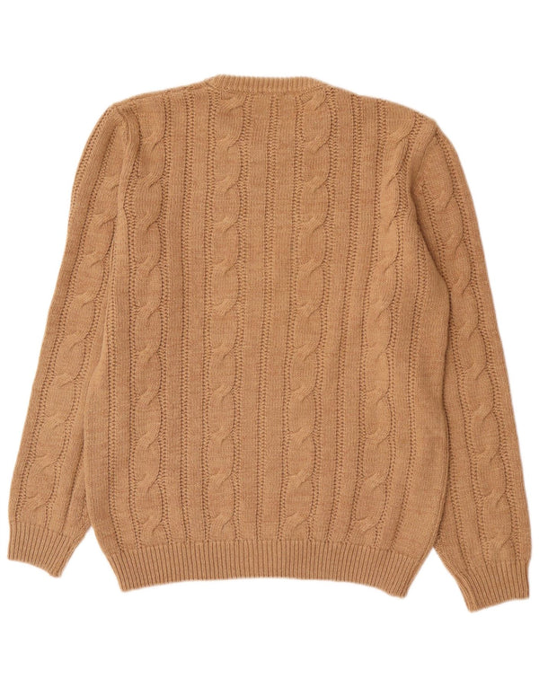 Vintage Mens Crew Neck Jumper Sweater Medium Brown Acrylic
