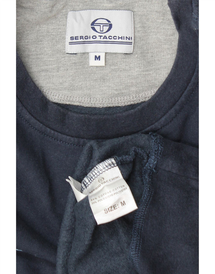 SERGIO TACCHINI Grafischer Herren-Sweatshirt-Pullover, mittlere marineblaue Baumwolle