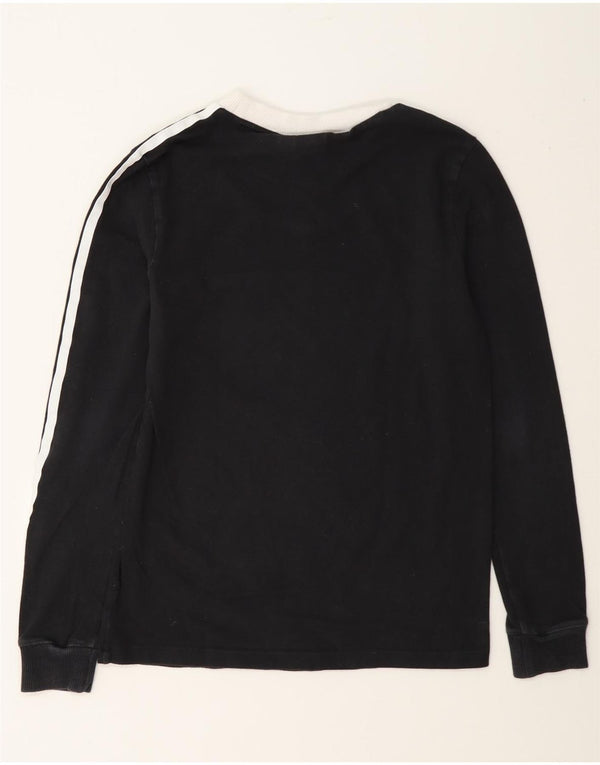 Adidas Damen Top Langarm UK 6 XS Schwarz Colourblock Baumwolle