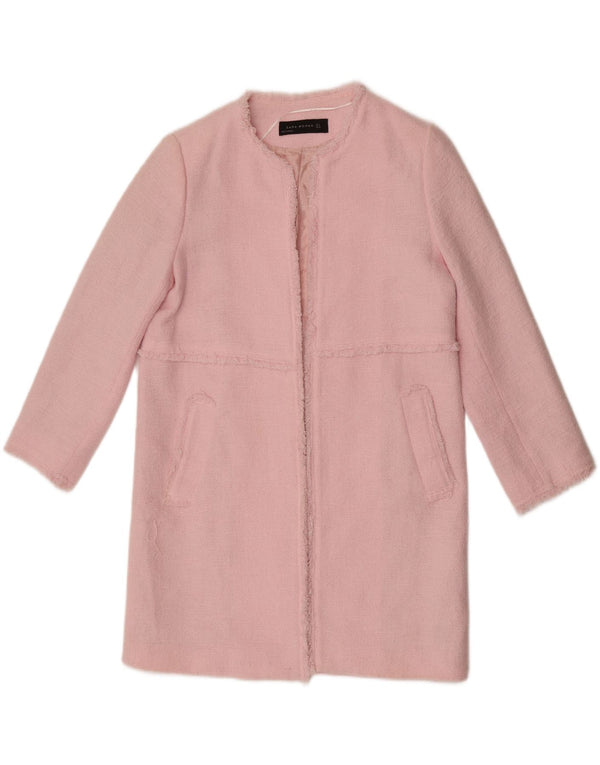 Zara Womens Open Overcoat UK 10 Small Rosa Baumwolle