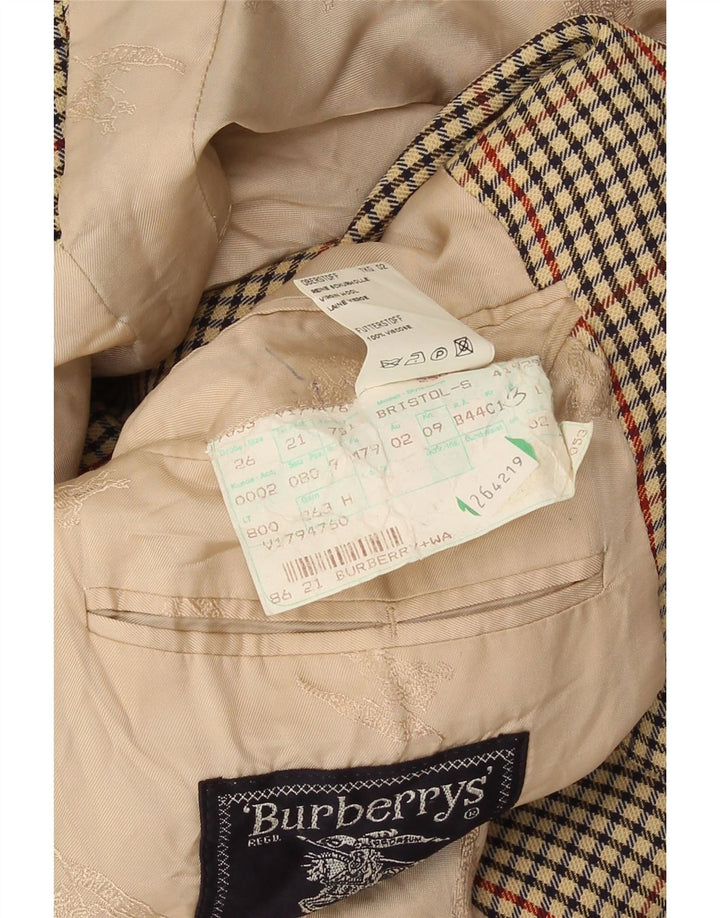 Burberrys Herren-Blazer mit 2 Knöpfen, UK 38, Mittelbeige mit Hahnentrittmuster