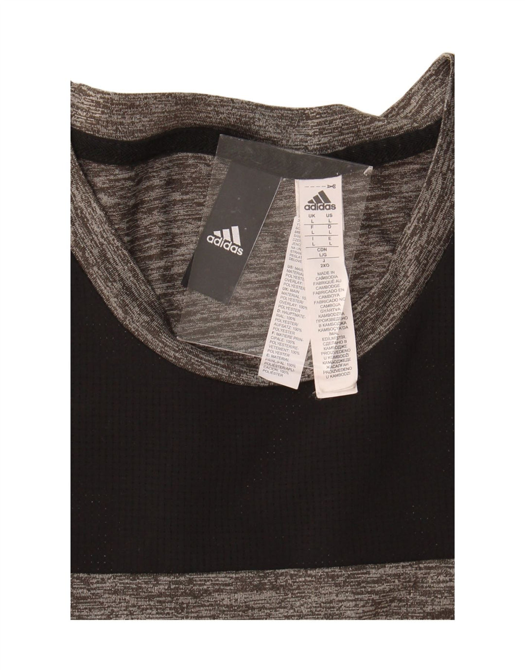 ADIDAS Mens T-Shirt Top Large Grey Colourblock Polyester
