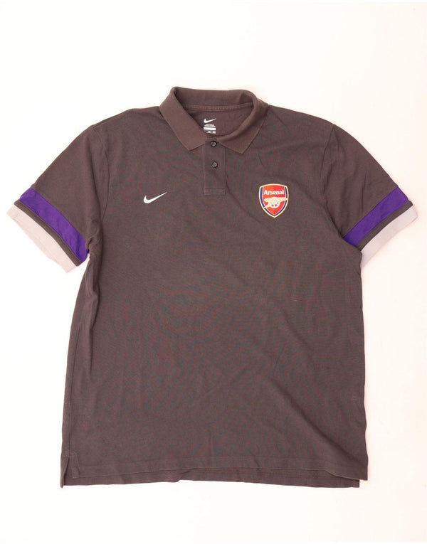Nike Herren Arsenal Poloshirt 2XL Grau Colourblock Baumwolle