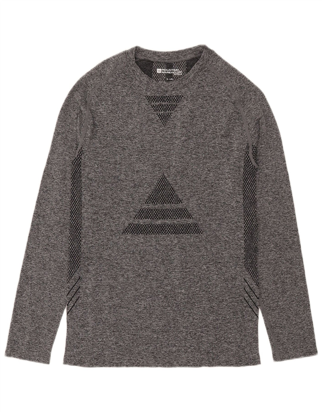 Mountain Warehouse Herren-Oberteil mit langen Ärmeln, mittelgraues geometrisches Polyamid